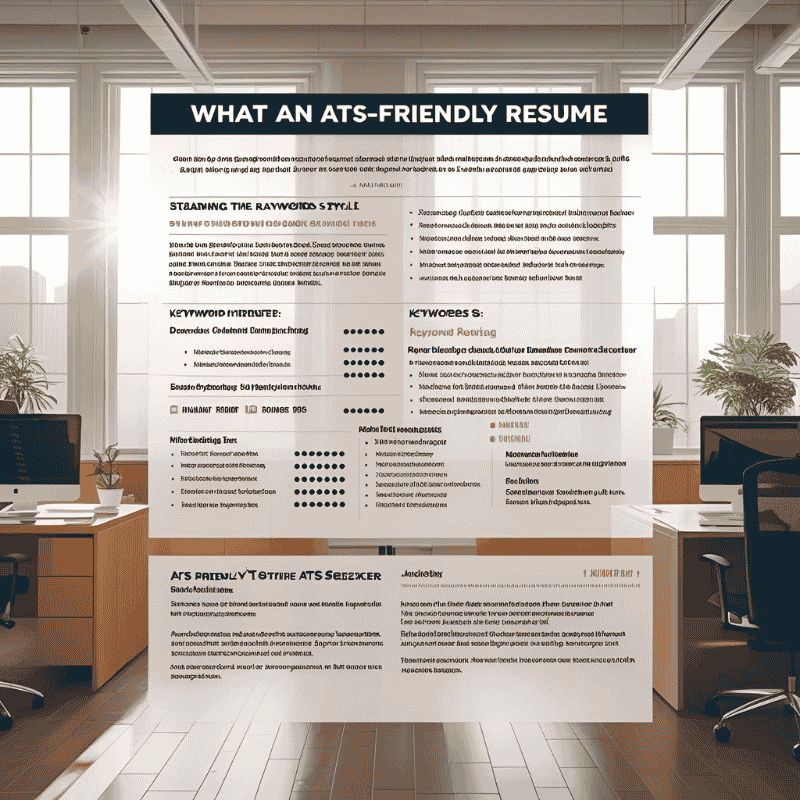 Illustration of a professional resume passing through an applicant tracking system (ATS) filter